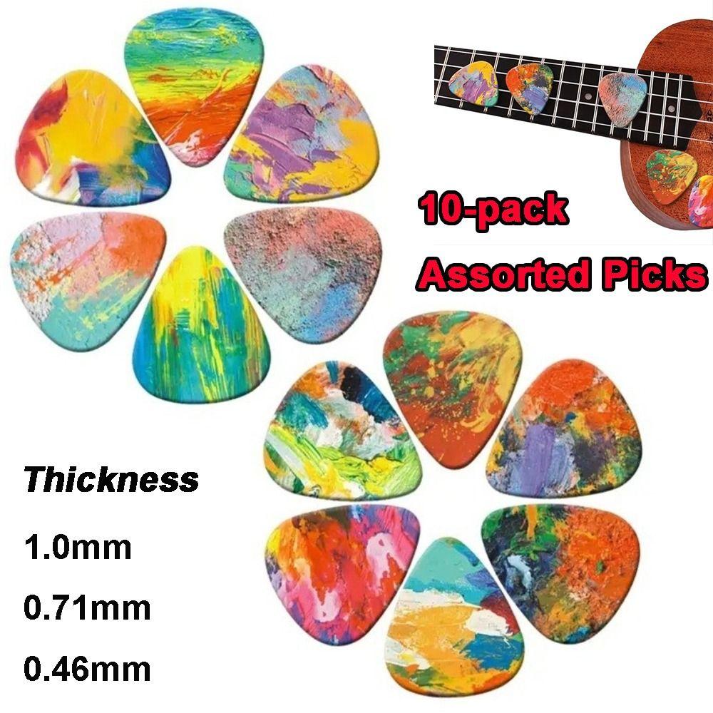 10pcs Colorful Printed Guitar Plectrums 1.0mm 0.71mm 0.46mm Plectrum Picks Electric Guitar