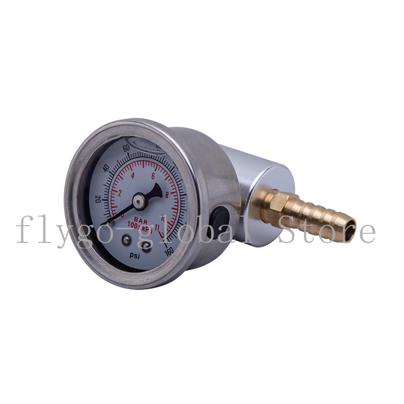 YC100917 Fuel Pressure Gauge Liquid 0-160 psi Oil Press Gauge Fuel Gauge White Face Universal 1/8 NPT