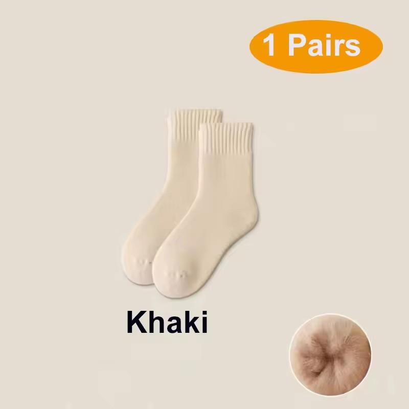 1 Pair Women's Winter Warm Socks Snow Markron Color Thick Plush Hairy Soft Postpartum Stockings Floor Sleep Socks