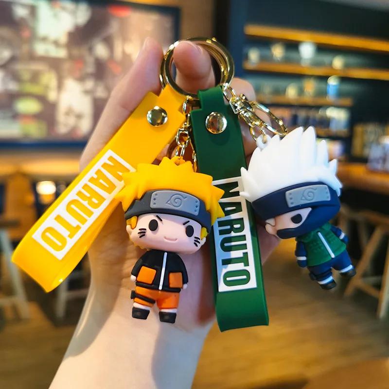 10pcs/set Anime Naruto Keychain Fashion Jewelry Cartoon Figure 7CM PVC Model Cartoon Bag Doll Pendant Toys Gift