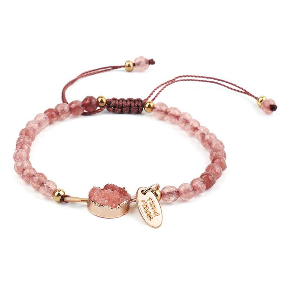 Women Simple With Stone Bangle Adjustable 4MM Bead Jewelry Natural Stone Handmade Bracelet