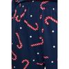 Темно-синий вязаный пижамный комплект с новогодним принтом Thmaw21pt0771