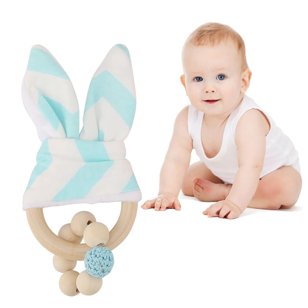 Wooden Handmade Colorful Beads with Rabbit Ear \'s Shape Hanging Decor for Baby