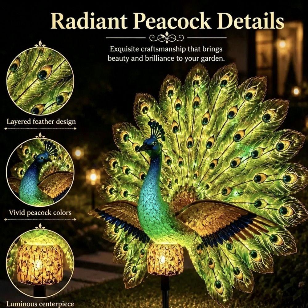 Waterproof Solar Garden Lights Energy Saving Solar LED Peacock Figurine Light  Patio