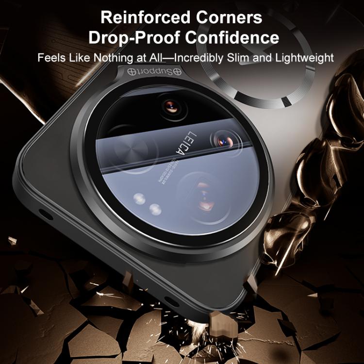 Straight Edge Camshield Lens Frame Holder Magnetic Case for Xiaomi 17 Ultra, TPU+PC Shockproof Non-slip Protective Cover