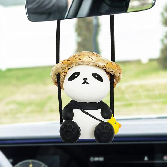 Car Rearview Mirror Pendant Realistic Decorate 3D Effect Clear Texture Auto Interior Panda Birthday Present