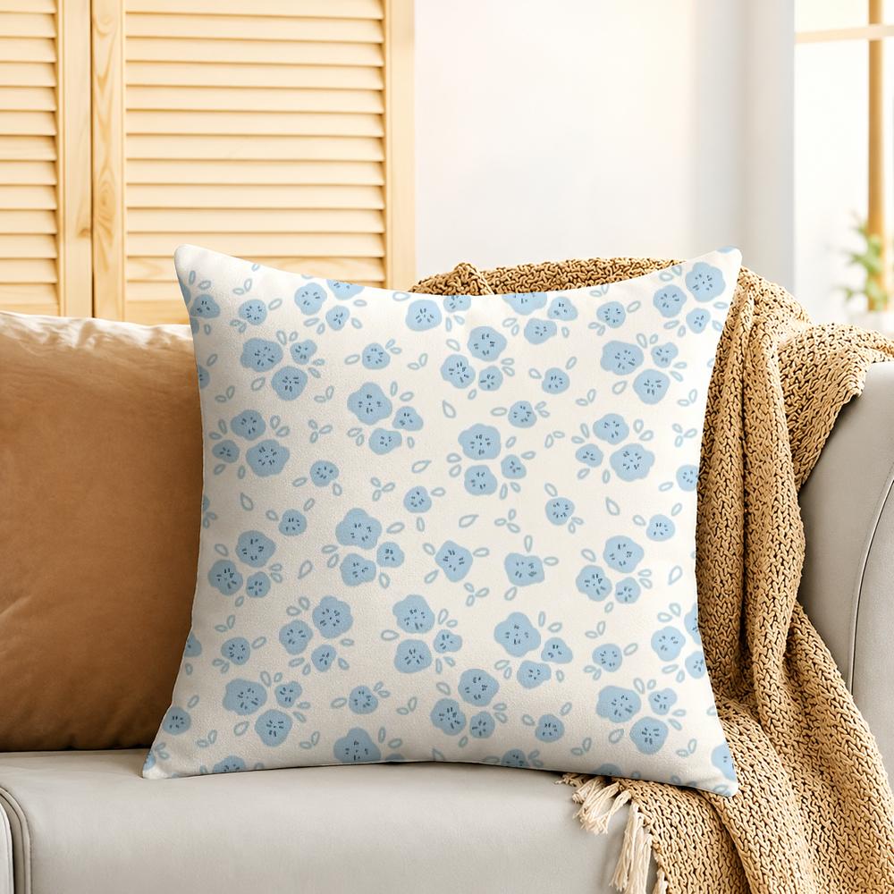 Fashion Small Florals Cushion Cover Silky Short Plush Invisible Zipper Dustproof Sofa Pillow Case For Home Decor
