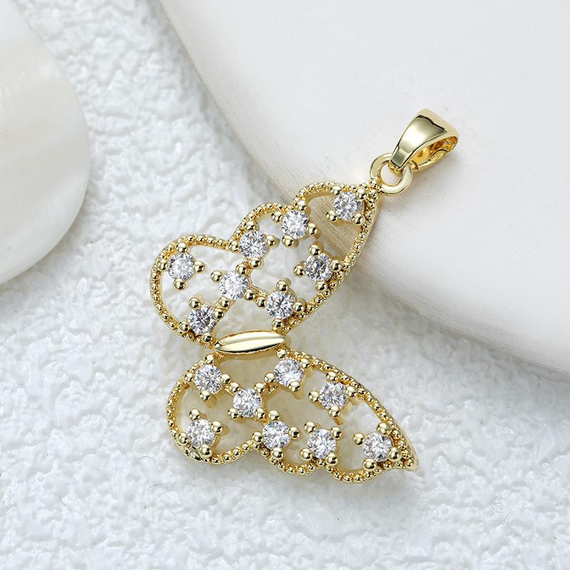 Подвеска-бабочка из позолоченной меди с цирконием для самостоятельного изготовления украшений