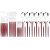 30pcs Red Silver Dinnerware Set Western Stainless Steel Cutlery Set Dinner Spoons Cake Fork Knife Tableware Set Kitchen Flatware