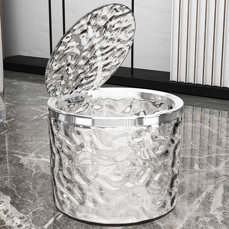 Мини-настольный мусорный бак с подсветкой, роскошная маленькая мусорная корзина, пластиковая мусорная корзина для ванной комнаты, спальни, офисные принадлежности, мусорные баки, домашний стол, мусорная корзина