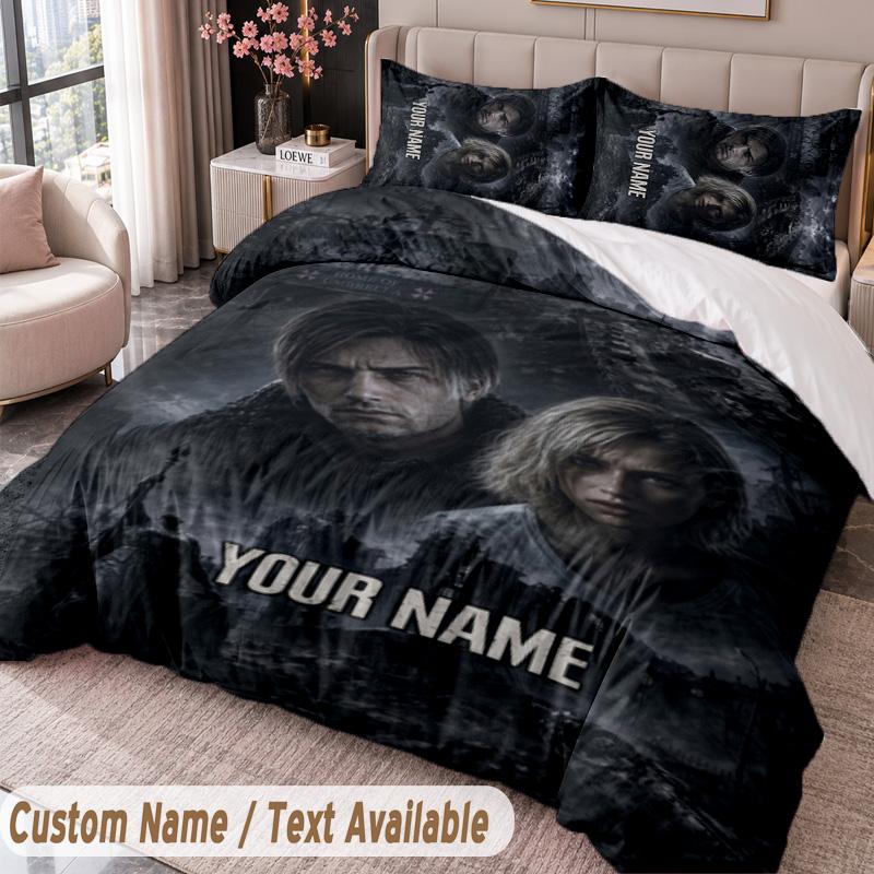 Custom Name Text 3Pcs Bedding Set Resident Evil Duvet Cover And Two Pillowcases