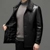 New Winter Men's Fur Collar Detachable Leather Jacket Thickened Lapel Leather Jacket for Men