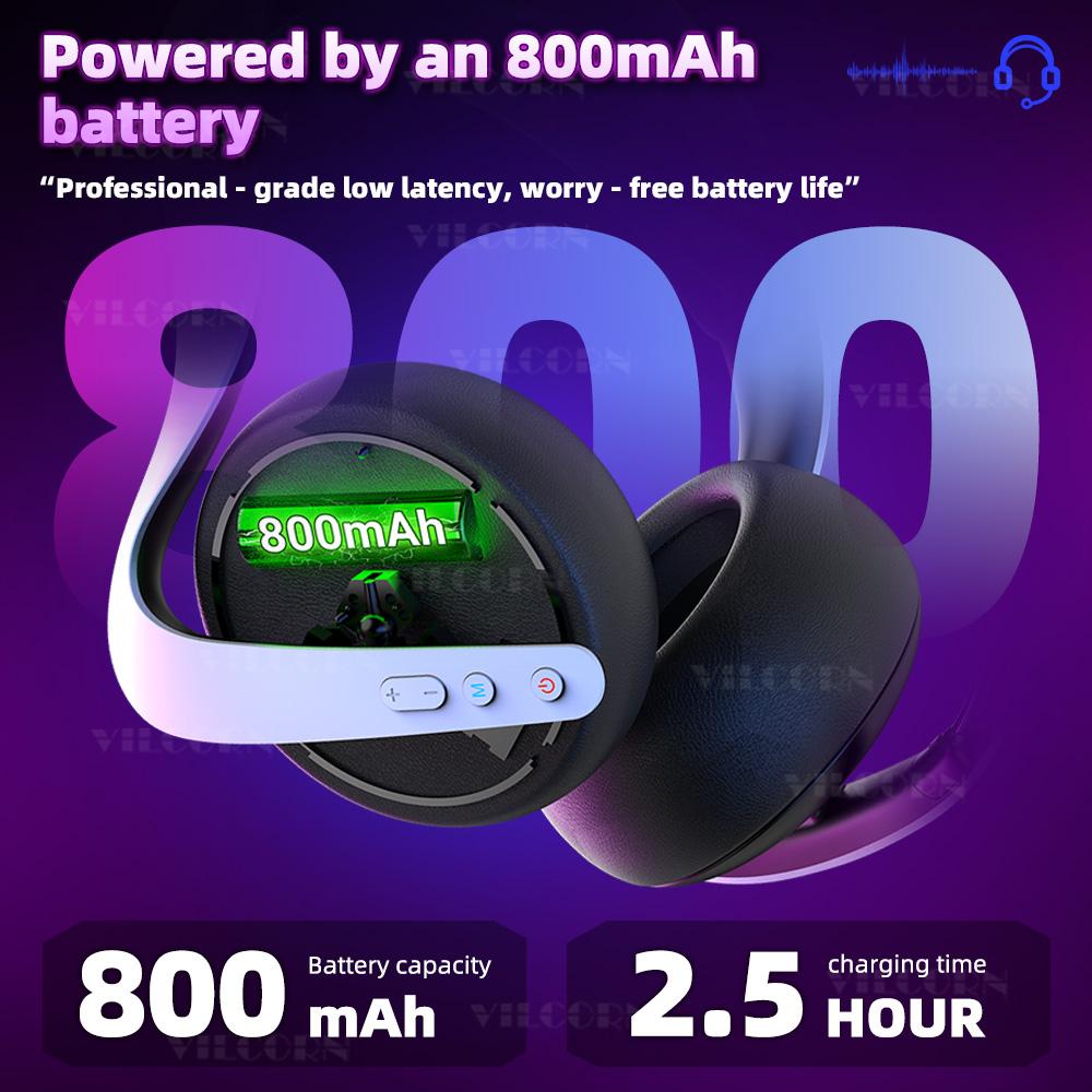 2.4G Wireless Gaming Headset With Wall Mounted Stand Retractable Mic 40mm Driver Headphones for PC PS5 PS4 Switch Phone
