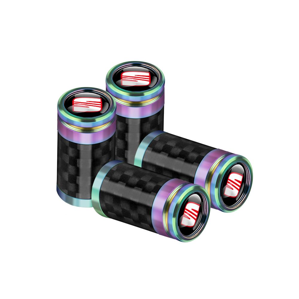 ydsh2 4Pcs Car Accessories Wheel Tire Valve Caps Stem Cover Badge For Seat Ateca Formentor Cupra Ateca Ibiza Leon FR Cordoba E-Racer