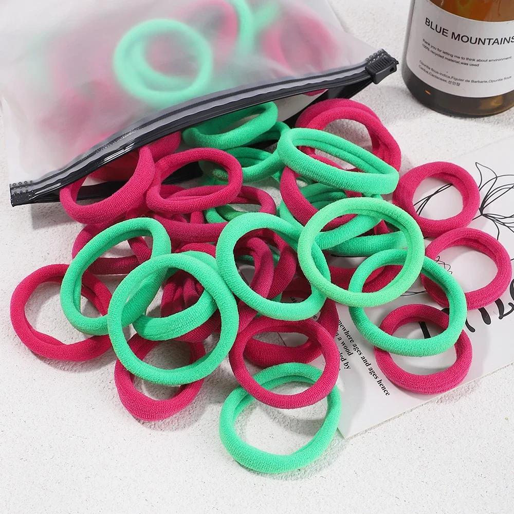 30/50/100PCS/Lot Girl Mix Colors Hair Bands Basic Hair Ties Elastic Headband Hair Scrunchies Women Accessories Ponytail Holder