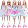 10 Pcs/Set 5 Doll Lace Dress for 30cm Doll 11.5'' Girl Doll 5 High Heels Shoes Party Wear Clothes Mini Gown KIdsToy Accessories