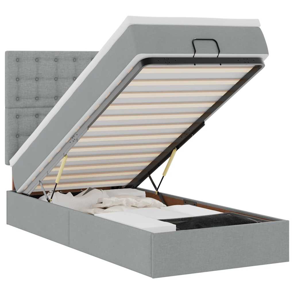 Ottoman Bed with Mattress & LEDs Black 100x200 cm Fabric