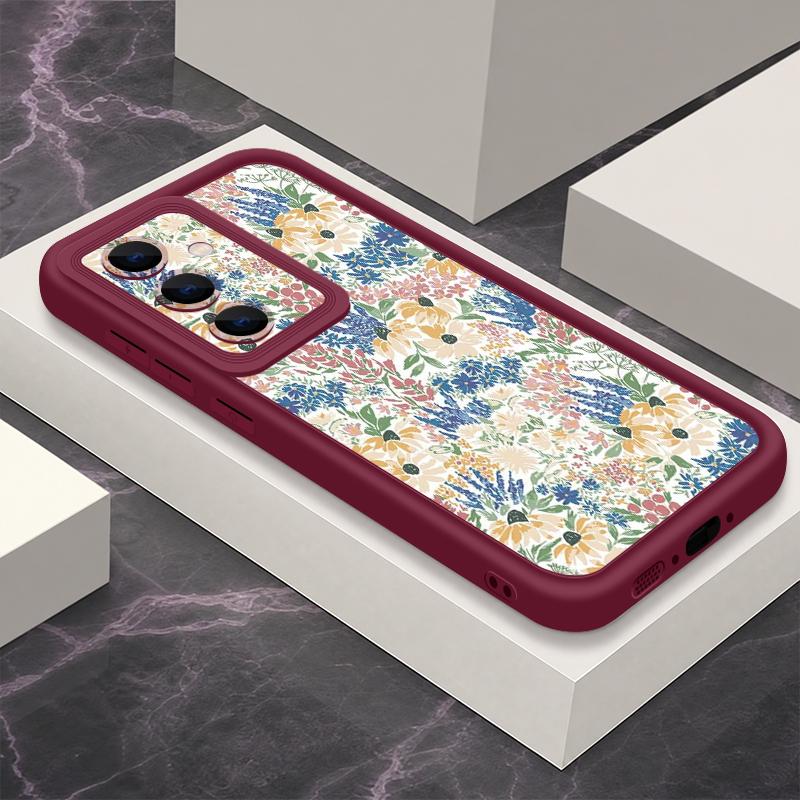 Чехол-книжка с принтом цветов для Samsung S26 S25 Ultra S24 S23 S22 Plus S21 FE A54 A15 A35 A55 A16 A36 A56 A17 A27 A37 A57 Ударопрочный бампер Мягкая обложка