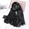 Women's Extra Long Monochrome Silk Scarf - Perfect Sunshade Shawl for Spring, Summer, and Autumn Travel