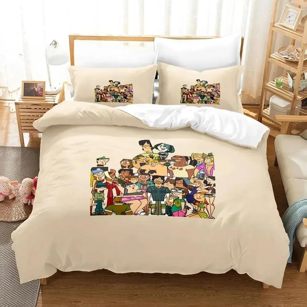 Новый Комплект Постельного Белья Total Drama Односпальный Полуторный Полный Евро Кинг Сайз Комплект Постельного Белья для Взрослых Детей Спальня Пододеяльники Комплекты Аниме Комплект Постельного Белья
