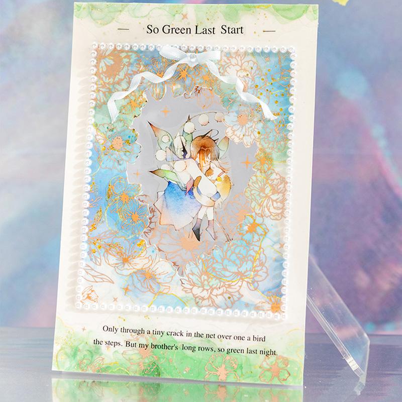 10 Sheets/Bag Watercolor Marble Gold Foil PET Stickers For Scrapbook Stationery DIY Decoration Phone Case Notebook