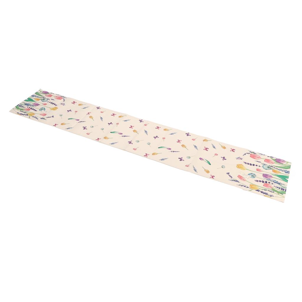 Rectangle Table Runner Floral Pattern Reusable 70.9x11.8in Waterproof Tear Resistant Linen Table Runner for Parties