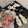 Internet Celebrity Fluffy Slippers Women Wear 2024 Autumn and Winter New Thick Bottom One-word Drag Small Fragrant Style Plush Slippers