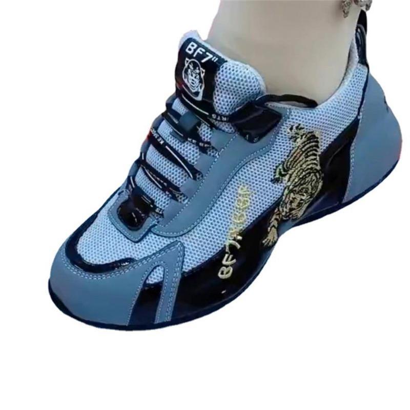 Fashion 2025 Sports Shoes Women's Auspicious Tiger Embroidery Breathable Men's Shoes Low-top Color Matching Lace-up Small White Shoes