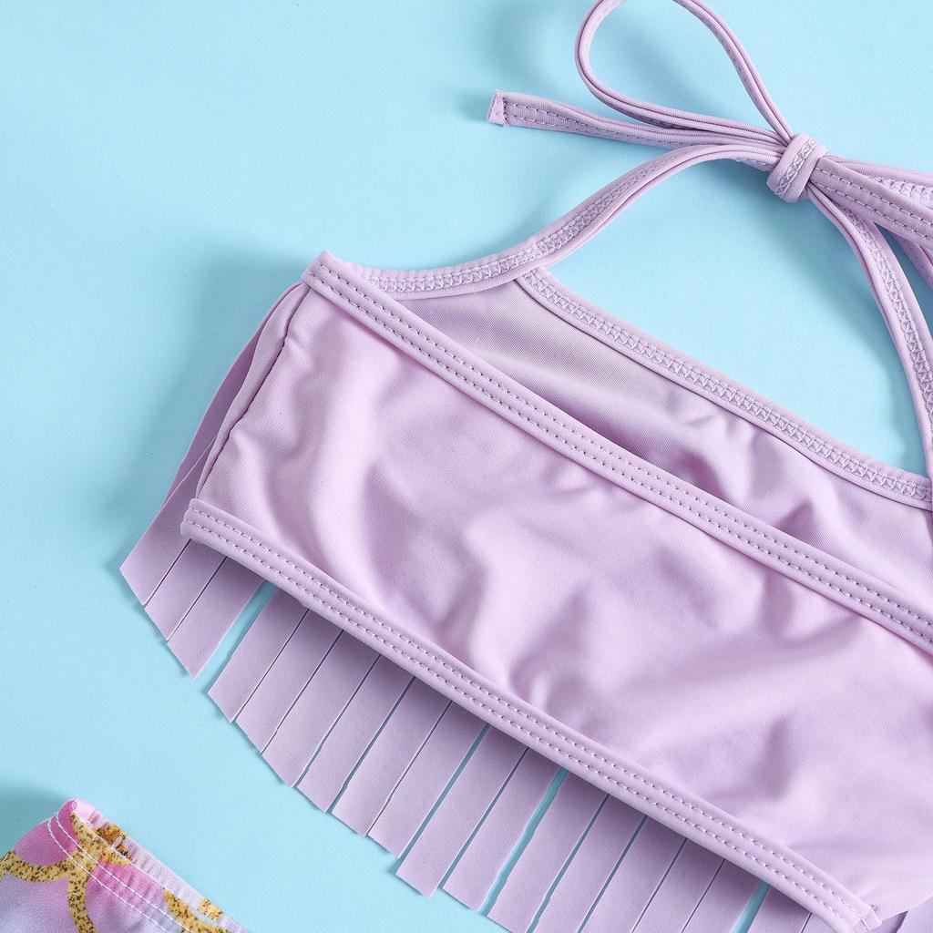 Girls' Mermaid Tassel Bikini Set - Summer Split Swimsuit for Children