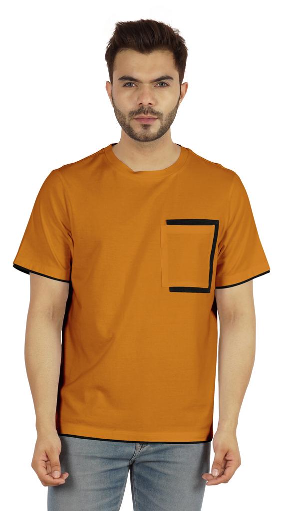 Inkmeso Мужские футболки с круглым вырезом, повседневные базовые рубашки с коротким рукавом и накладным карманом