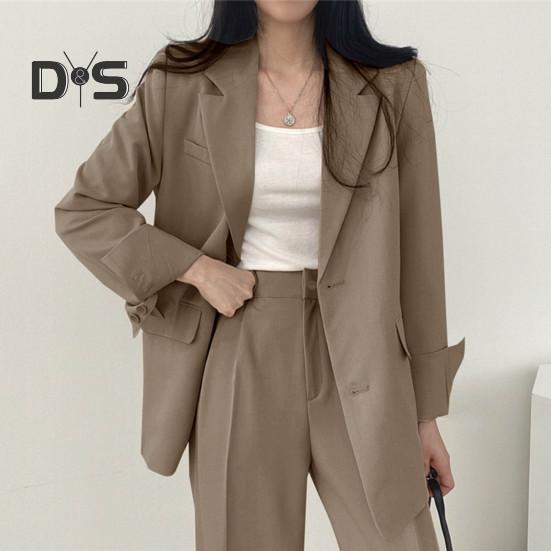 Женский комплект из 2 шт./компл., пальто, брюки, деловой стиль, однобортный кардиган с длинным рукавом и воротником-стойкой, высокая талия, широкие штаны, однотонный цвет
