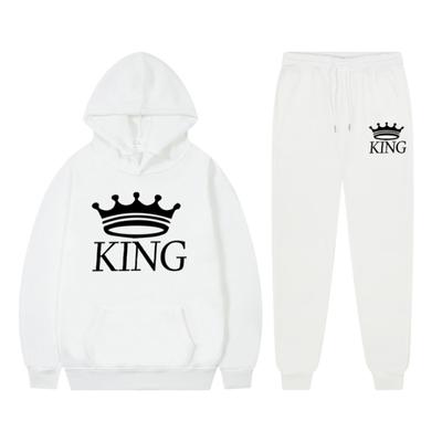 Спортивный костюм с длинными рукавами QUEEN KING с принтом Lover Пара нарядов флисовая толстовка с капюшоном Спортивные штаны Толстовка большого размера Брюки Костюм Мужская одежда
