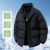 Unisex Cotton Puffer Jacket Warm Windproof Water Resistant Oversized Casual Coat Winter Daily Wear