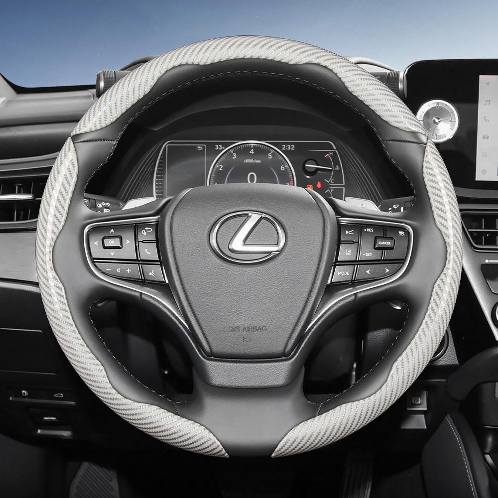 Suitable for Lexus Carbon Fiber Texture Steering Wheel Cover with Segmented Quick-Release Design, Durable, for Models Such as Rx Nx E Gx Lbx Ux Is QY5