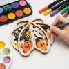 Natural Wood Pumpkin Ornaments Halloween Wooden Craft Kit, 17cm DIY Unfinished Slice for Crafts Kids Kids, Hollow Cutouts Painting, Fall Themed