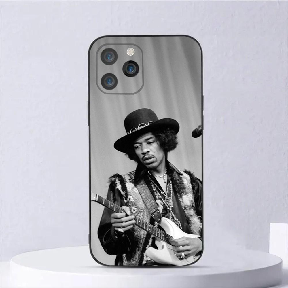 Чехол для телефона гитариста J-Jimi H-Hendrix Для iPhone 16,15,14,13,12,11,Plus,Pro Max,XS,X,XR,SE,Mini,8,7 Мягкий силиконовый черный чехол