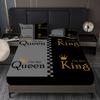 Комплект простыней на резинке с принтом Queen King Golden Crown Couple, 1 простыня на резинке + 2 наволочки, чехол для матраса, мягкий дышащий комплект постельного белья