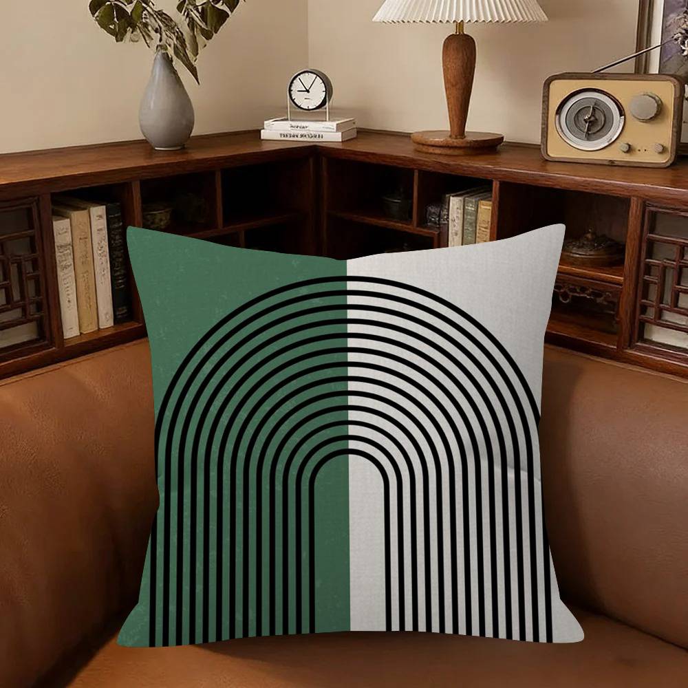 Abstract Green Bauhaus-Style Cushion Cover Car Throw Pillow Case For Sofa Car Christmas Gift
