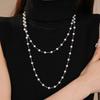 Fashion Long Pearl Necklace Simulated Pearl Collarbone Chain Elegant Sweater Chain  Dress