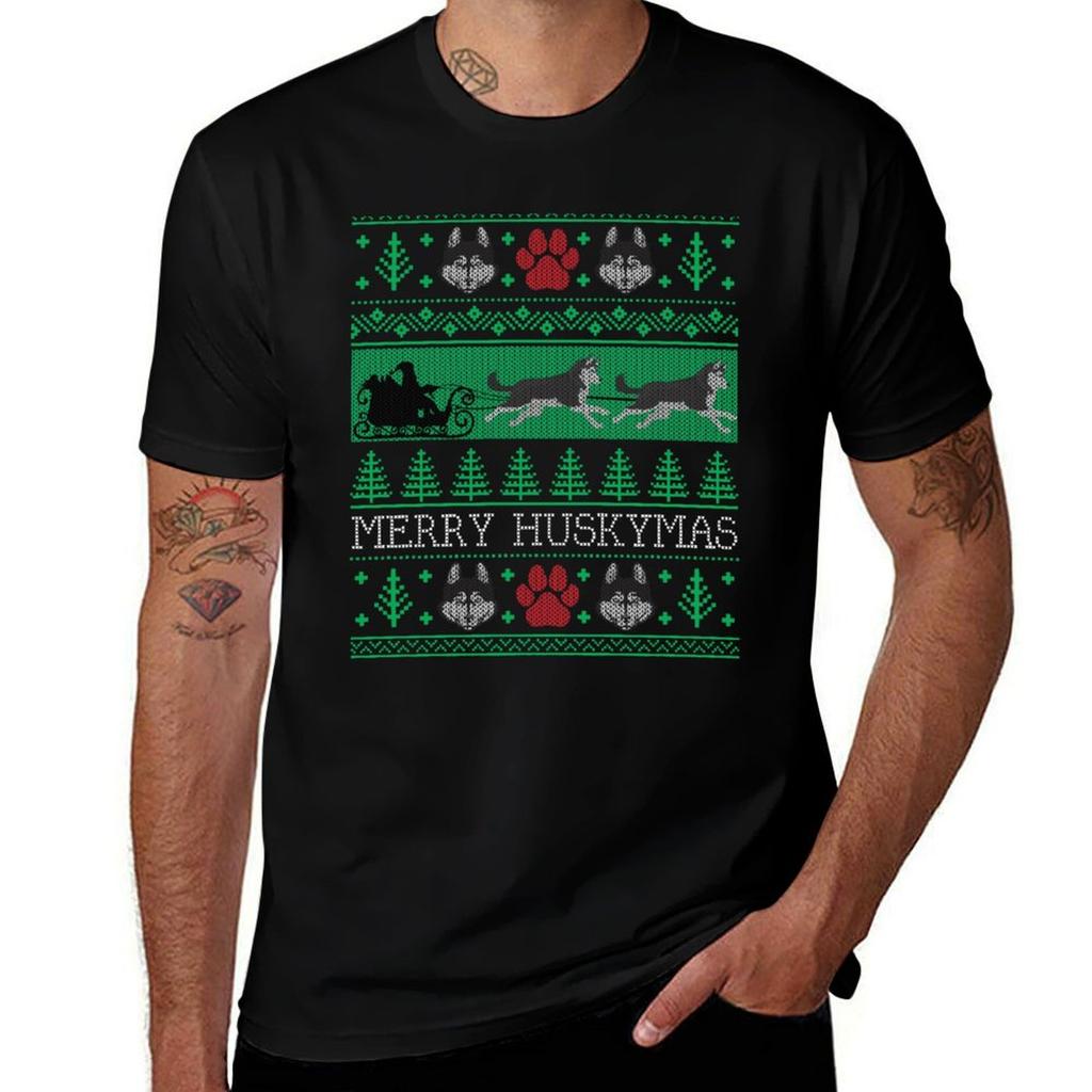 Christmas Siberian Husky Dog Funny Husky Ugly Christmas Sweater TShirt Plus Size Summer Short Sleeve TShirt