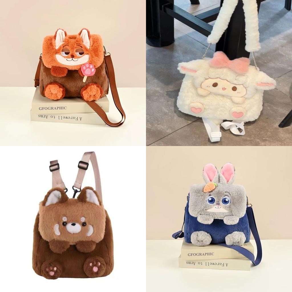 Zootopia Flapstyle Plush Fox Shoulder Bag With Large Capacity For Casual Outings