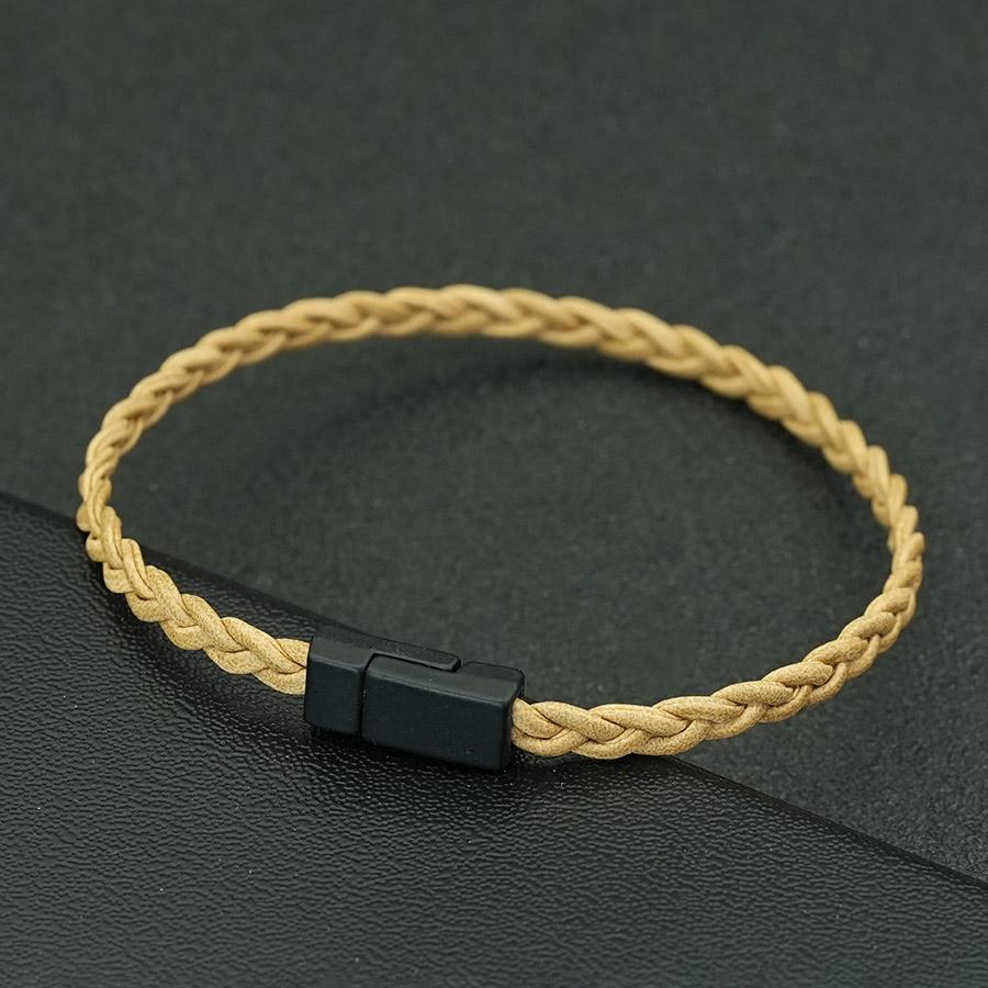 Минималистичный плетеный кожаный браслет мужской черный магнитная застежка класс А шнурок обертывание запястье ювелирные изделия уличный повседневный крутой homme joias