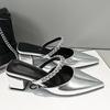 Летняя обувь Остроносые босоножки на высоком каблуке для женщин С открытой пяткой и полуоткрытым носком Одинарная обувь Женская обувь Элегантные сандалии Женские туфли-лодочки