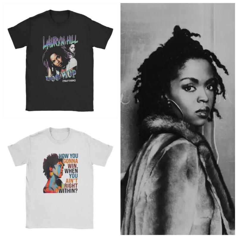 Novelty Famous Lauryn Hill T-Shirts Men Crewneck Cotton T Shirt Hip Hop Harajuku Music Short Sleeve Tees Plus Size Clothes