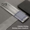 Stainless Steel 5 Pairs Food Stick Porcelain Pattern Anti Slip Stylish Chinese Food Chopsticks