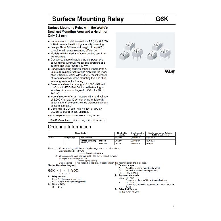 20pcs SMD G6K-2F-Y G6K-2P-Y Signal Relays 8PIN For Relay DC 3V 5V 12V 24V G6K-2F-Y5VDC G6K-2F-Y-12VDC G6K-2F-Y24VDC 10*6.5*5mm Relays 5