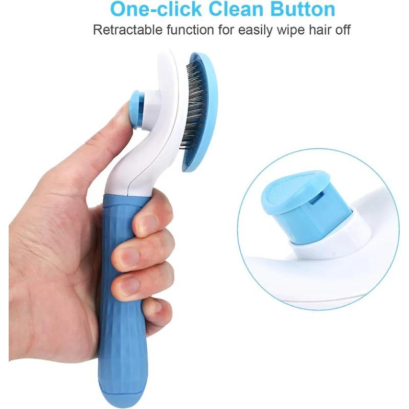 Расческа для удаления шерсти собак и кошек One-Click Pet Pet Hair Removal Comb Cat Slicker Brush — самоочищающаяся щетка для удаления шерсти кошек и собак, аксессуар для ухода за шерстью кошек.