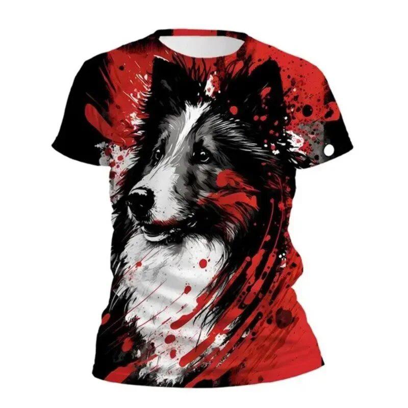 Летние футболки с изображением собак, уличная одежда с 3D-принтом для мужчин и женщин, модные футболки большого размера с коротким рукавом и круглым вырезом, детские футболки, топы, одежда