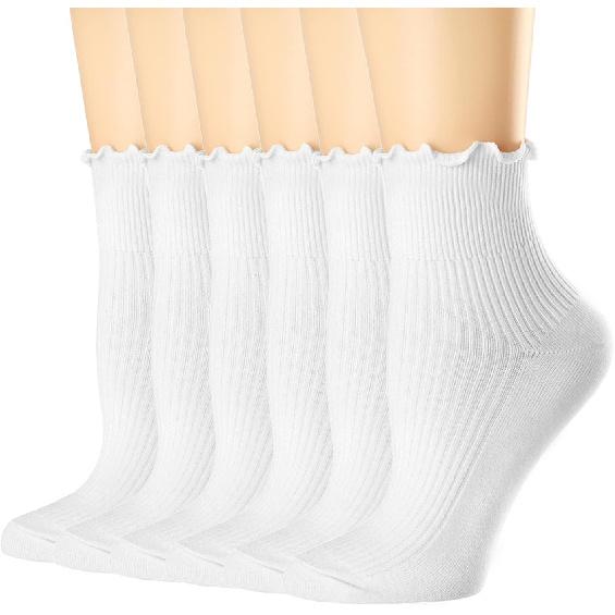 Mcool Mary Womens Ruffle Socks, Cute Ankle Winter Warm Knit Cotton Frilly Sock 6 Pack