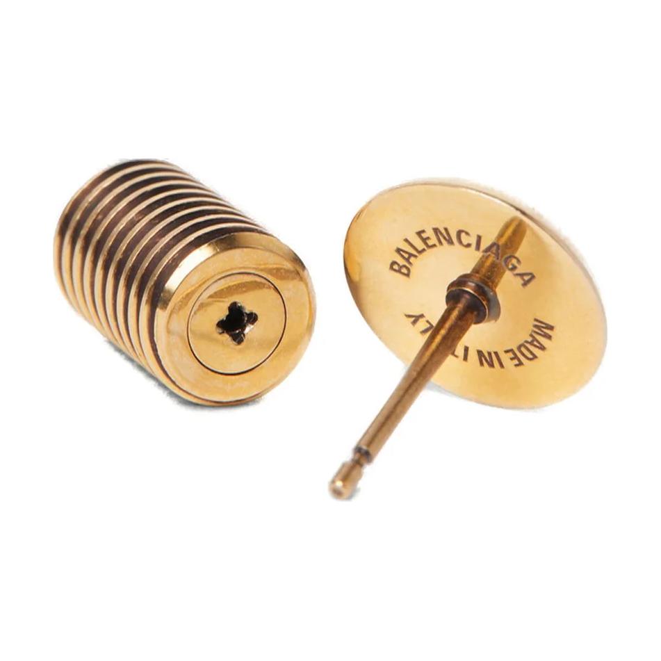 Balenciaga Solid Design Brass Earrings Men Earrings Antique-Gold 770134TZ99J0604